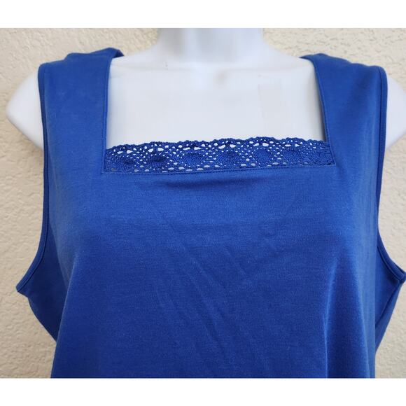 Draper's & Damon's Blue Lace Square Neck Sleeveless Top Large Lightweight Soft - Picture 2 of 5